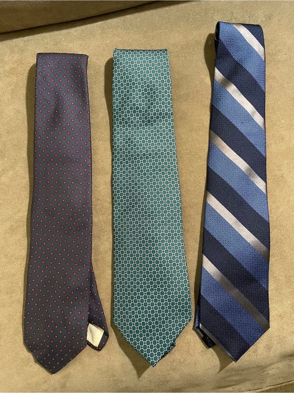 Brooks Brothers Three-Tie Set in Gray, Green, and Blue